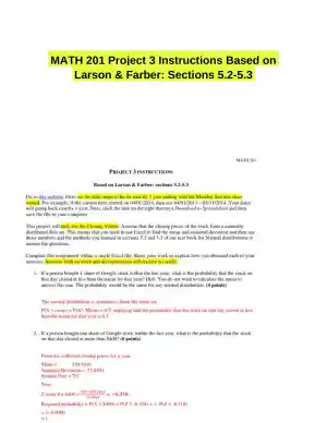MATH 201 Project 3 Instructions Based on Larson & Farber: Sections 5.2-5.3