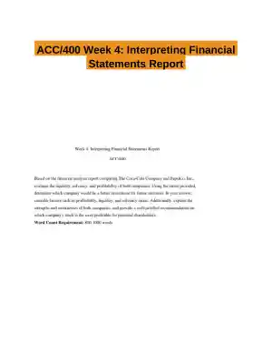 ACC/400 Week 4: Interpreting Financial Statements Report