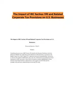 The Impact of IRC Section 199 and Related Corporate Tax Provisions on U.S. Businesses