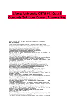 Liberty University CSTU 101 Quiz 1 Complete Solutions Correct Answers Key