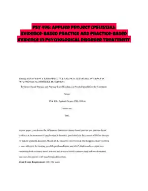 PSY 496: Applied Project (PSL1512A): Evidence-Based Practice and Practice-Based Evidence in Psychological Disorder Treatment