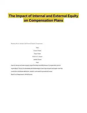 The Impact of Internal and External Equity on Compensation Plans