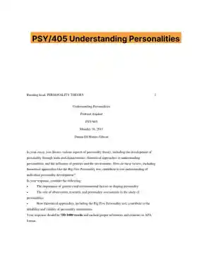 PSY/405 Understanding Personalities