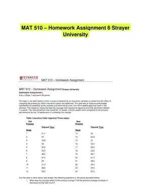 MAT 510 � Homework Assignment 6 Strayer University