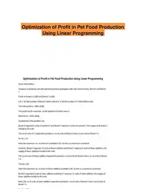 Optimization of Profit in Pet Food Production Using Linear Programming