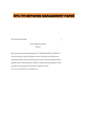 NTC/411 Network Management Paper