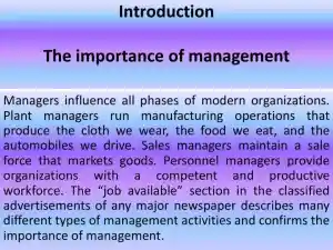 Introduction: The Importance Of Management