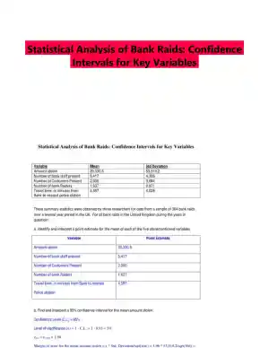 Statistical Analysis of Bank Raids: Confidence Intervals for Key Variables