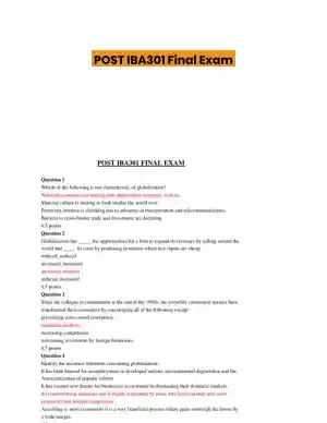 POST IBA301 Final Exam