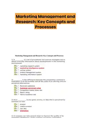 Marketing Management and Research: Key Concepts and Processes