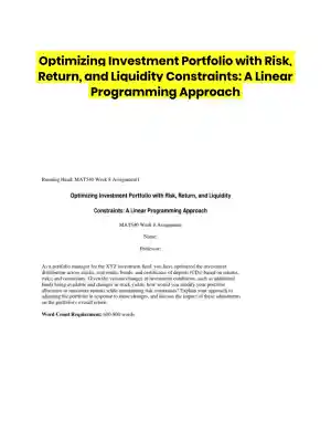 Optimizing Investment Portfolio with Risk, Return, and Liquidity Constraints: A Linear Programming Approach