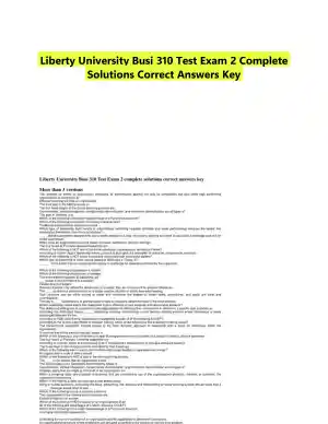 Liberty University Busi 310 Test Exam 2 Complete Solutions Correct Answers Key