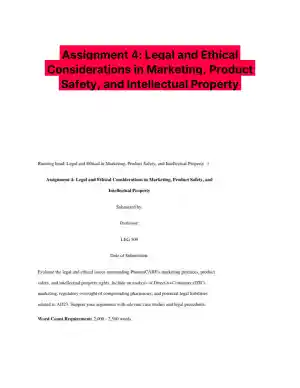 Assignment 4: Legal and Ethical Considerations in Marketing, Product Safety, and Intellectual Property