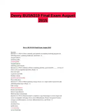 Devry BUSN319 Final Exam August 2015