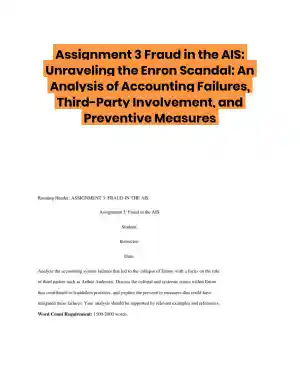 Assignment 3 Fraud in the AIS: Unraveling the Enron Scandal