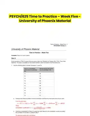 PSYCH/625 Time to Practice � Week Five - University of Phoenix Material