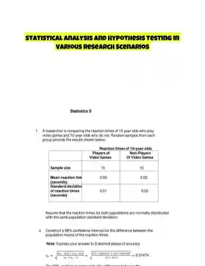 Statistical Analysis and Hypothesis Testing in Various Research Scenarios
