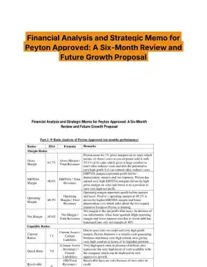 Financial Analysis and Strategic Memo for Peyton Approved: A Six-Month Review and Future Growth Proposal