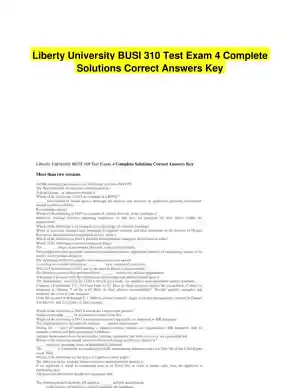 Liberty University BUSI 310 Test Exam 4 Complete Solutions Correct Answers Key