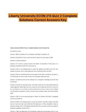 Liberty University ECON 213 Quiz 2 Complete Solutions Correct Answers Key