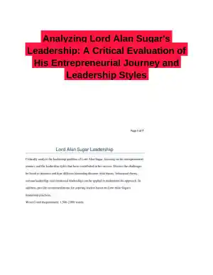 Analyzing Lord Alan Sugar's Leadership: A Critical Evaluation of His Entrepreneurial Journey and Leadership Styles