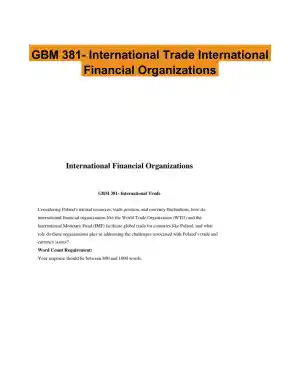 GBM 381- International Trade International Financial Organizations