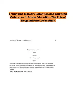 Enhancing Memory Retention and Learning Outcomes in Prison Education: The Role of Sleep and the Loci Method
