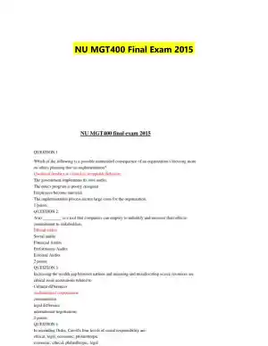 NU MGT400 Final Exam 2015