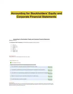 Accounting for Stockholders' Equity and Corporate Financial Statements