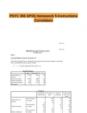 PSYC 355 SPSS Homework 5 Instructions Correlation