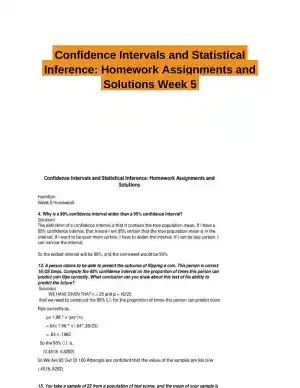 Confidence Intervals and Statistical Inference: Homework Assignments and Solutions Week 5
