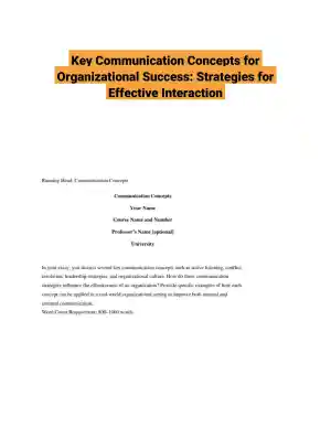 Key Communication Concepts for Organizational Success: Strategies for Effective Interaction