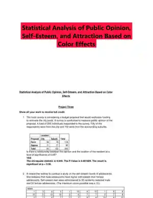 Statistical Analysis of Public Opinion, Self-Esteem, and Attraction Based on Color Effects