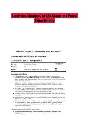 Statistical Analysis of ASX Stock and Petrol Price Trends
