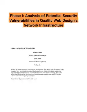 Phase I: Analysis of Potential Security Vulnerabilities in Quality Web Design's Network Infrastructure