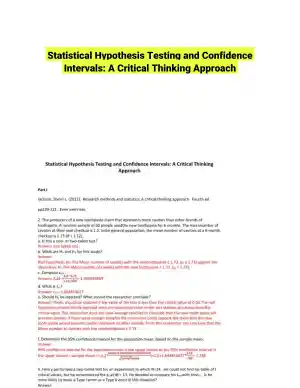 Statistical Hypothesis Testing and Confidence Intervals: A Critical Thinking Approach