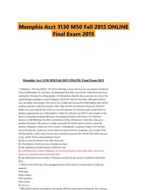 Memphis Acct 3130 M50 Fall 2015 ONLINE Final Exam 2015