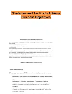 Strategies and Tactics to Achieve Business Objectives