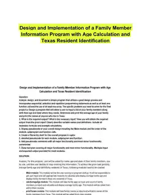 Design and Implementation of a Family Member Information Program with Age Calculation and Texas Resident Identification
