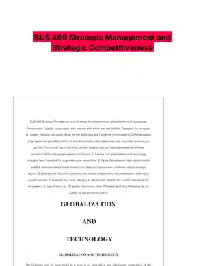 BUS 499 Strategic Management and Strategic Competitiveness