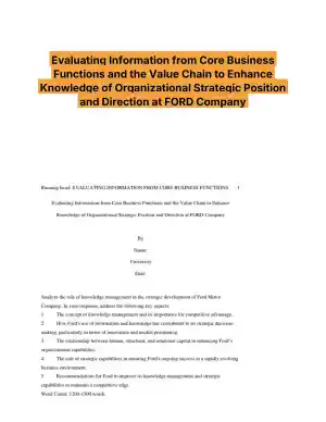 Evaluating Information from Core Business Functions and the Value Chain at FORD Company
