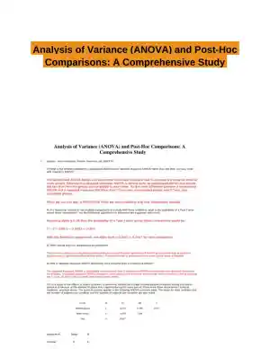 Analysis of Variance (ANOVA) and Post-Hoc Comparisons: A Comprehensive Study