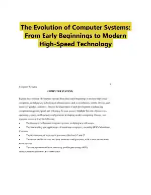 The Evolution of Computer Systems: From Early Beginnings to Modern High-Speed Technology