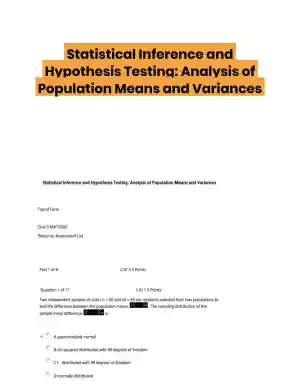 Statistical Inference and Hypothesis Testing: Analysis of Population Means and Variances