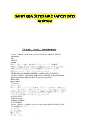 Saint GBA 327 Exam 2 Latest 2015 Winter