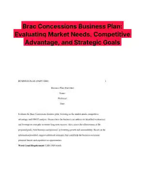 Brac Concessions Business Plan: Evaluating Market Needs, Competitive Advantage, and Strategic Goals