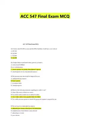 ACC 547 Final Exam MCQ