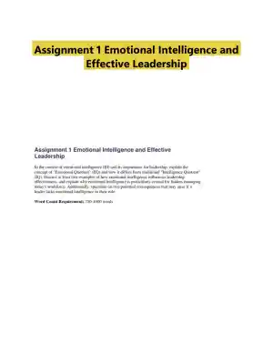 Assignment 1 Emotional Intelligence and Effective Leadership