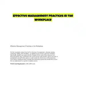 Effective Management Practices in the Workplace