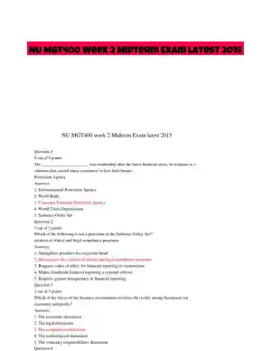 NU MGT400 Week 2 Midterm Exam latest 2015